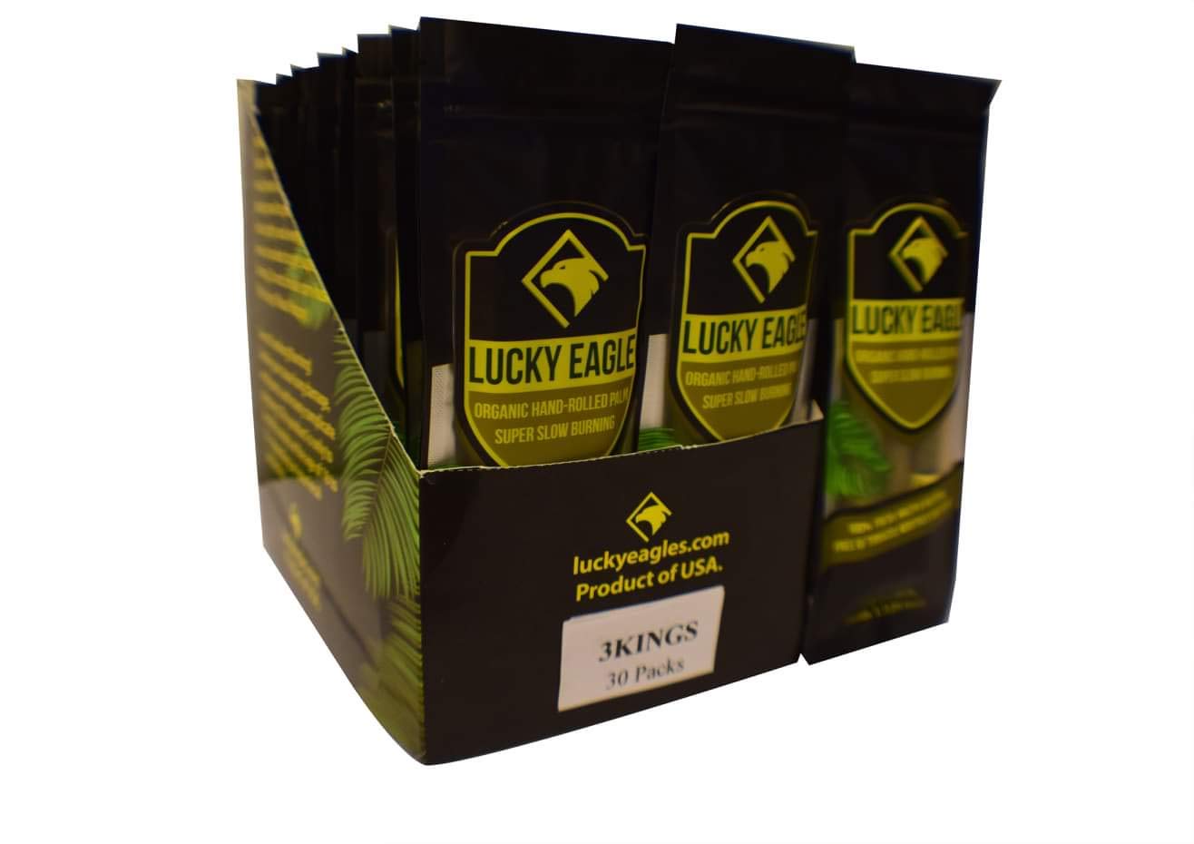 Lucky Eagle Natural Pre Wrap Palm Leafs Box of 30 Packages (3 Rolls in Each Package) (King)