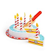 Bigjigs Toys Wooden Birthday Cake with Candles - Play Food and Role Play Toys