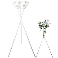 Pedestal Stand For Parties, Tripod Wedding Flower Stand, 46inch Floral Plant Stand with Heart Pattern, Rack for Indoor Outdoor Wedding Accessories(White)