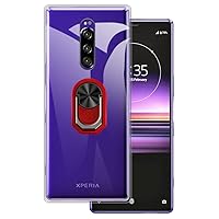 for Sony Xperia 1 Ultra Thin Phone Case + Ring Holder Kickstand Bracket, Gel Pudding Soft Silicone Phone Case for Sony Xperia XZ4 6.50 inches (RedRing-T)