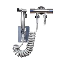 Toilet Companion Bidet Pet Cleaning Bathing Caliber Pressurized Water-Saving Copper Metal Valve Body for Multi-Purpose use, Toilet, Bathtub, Bathroom Cleaning(3 Styles) (Silver)