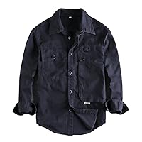 Simple Work Clothes Long Sleeve Shirt Men' Woven Cotton Loose Spring and Autumn Thin Coat