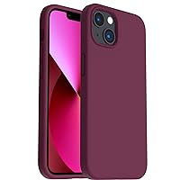 ORNARTO Shockproof Liquid Silicone Designed for iPhone 13 Case Gel Rubber Anti-Shock Cover Case Drop Protection 6.1inch-WineRed