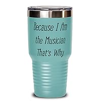 Because I Am the Musician. That's Why. Unique Gifts For Musician from Friends, Band, Orchestra, Conductor 30 oz Teal Tumbler