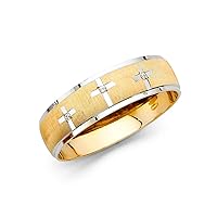 JewelryWeb 14k Yellow Gold and White Gold For Men CZ Cubic Zirconia Simulated Diamond Wedding Band Ring Size 10