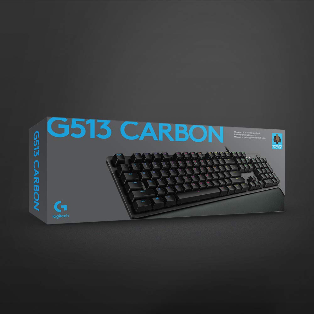 Logitech G513 Carbon LIGHTSYNC RGB Mechanical Gaming Keyboard with GX Blue Switches - Clicky
