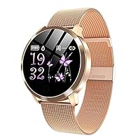 2021 Smart Watch Women Waterproof Heart Rate Monitor Ladies Watch Sport Fitness Tracker Men Smartwatch for Android iOS,Benrenshangmao (Color : Mesh Gold)