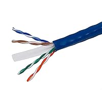 Monoprice Cat6 Ethernet Bulk Cable - Stranded, 550Mhz, 10G, UTP, CM, 24AWG, Pure Bare Copper Wire, Pull Box, 250 Feet, Blue