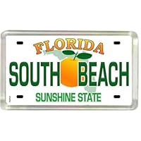 World By Shotglass South Beach Florida License Plate Acrylic Small Fridge Collector's Souvenir Magnet 2