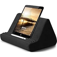 Soft Tablet Stand Pillow with Pocket,Tablet Cushion Stand,Adjustable 3 Viewing Angle,Lazy Holder Stand for Bed Sofa,Compatible with iPads Tablets eReaders Smartphones Books Magazines (Black)…
