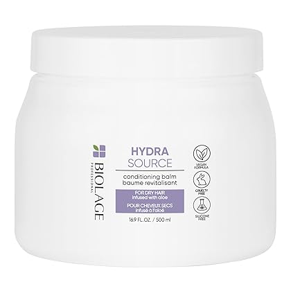 Biolage Hydra Source Conditioning Balm | Deep Conditioner | Hydrates, Nourishes & Repairs Dry, Damaged Hair | Moisturizing | Vegan & Sulfate-Free | For Medium To Coarse Hair