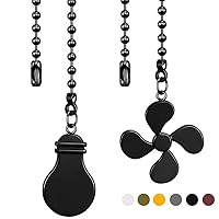 Ceiling Fan Chain Extender Light Pull Chain 12 Inch Ornaments Extension Chains with Decorative Bulb and Fan Cord for Ceiling Light Lamp Fan Chain Black Copper