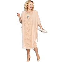 Tea Lenght Lace Mother of The Bride Dress Chiffon Plus Size Half Sleeve O Neck Evening Gowns Formal Dress