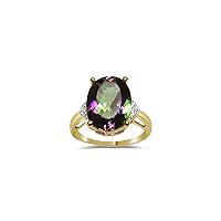 0.01 Ct Diamond & 6.24 Cts Mystic Fire Topaz Ring in 14K Yellow Gold