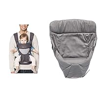 Ergobaby 360 All-Position Baby Carrier with Lumbar Support (12-45 Pounds), Carbon Grey, Cool Air Mesh & Easy Snug Infant Insert, Grey, Premium Cotton