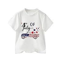 Boys Shirts Size 8 Button Down Kids' T Shirt Car Letter Printed Tops Short Sleeve Tees July 4 Cotton Clothes