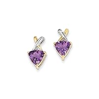 14k Yellow Gold Polished and Rhodium Amethyst And White Topaz Trillion Post Earrings Measures 14x8mm Wide Jewelry Gifts for Women