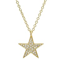 Jewelry Created Round Cut White Diamond 925 Sterling Silver 14K Yellow Gold Finish Diamond Star Pendant Necklace for Women's & Girl's