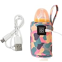 USB Milk Warmer Bag,Portable Bottle Keep Warm,Car Bottle Warmer for Travel, on The Go Bottle Warmer with USB Cables, Gentle Warmth Maintain Perfect Temperature (Pink)
