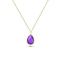 14K Real Gold Oval Amethyst Necklace, Dainty custom amethyst pendant