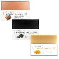 3 Pack Bar Soap 100% Natural, Vegan & Organic - For Face & Body -Detoxify, Exfoliate, Hydrate, Moisturize & Deep Clean - Leave Skin Soft & Silky - Sustainable Palm Oil - 8 OZ