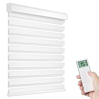 Motorized Zebra Blinds with Remote Control, Electric Dual Layer Sheer Roller Shade Work with Alexa Google via Hub, Smart Day and Night Blind for Windows, Customized Size (White)