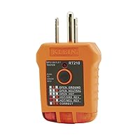 Klein Tools RT210 Outlet Tester, Receptacle Tester for GFCI / Standard North American AC Electrical Outlets, Detects Common Wiring Problems