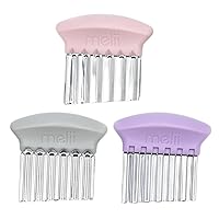 melii Stainless Steel Crinkle Cutters, 3 Pack Wavy Knives with Different Blades, Perfect for Cutting Vegetables, French Fries, Sandwiches, Fruits, Great Tool for Baby Led Weaning - Pink, Purple, Grey