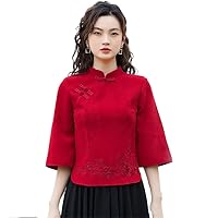 Elegant and Woman Blouses National Suit Cheongsam Top Traditional China Shirt Chinese Style Women' Clothing