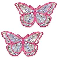 Expo International Iron-On Butterfly Sequin Pack of 2 Patches/Appliques, Fuchsia