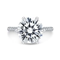 Siyaa Gems 4 CT Round Moissanite Engagement Rings 10K 14K 18K Solid Gold Moissanite Diamond Ring 925 Sterling Silver Solitaire Engagement Wedding Rings