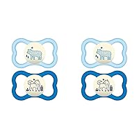 MAM Air Night Pacifiers (1 Sterilizing Pacifier Case), MAM Sensitive Skin Pacifier 6+ Months, Glow in the Dark Pacifier, Best Pacifier for Breastfed Babies, Baby Boy Pacifiers, 6-16 - 2 Ct (Pack of 2)