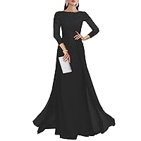 Sheath/Column Elegant Mother of The Bride Dress Scoop Neck Floor Length Chiffon Lace Wedding Guest Dress 2023