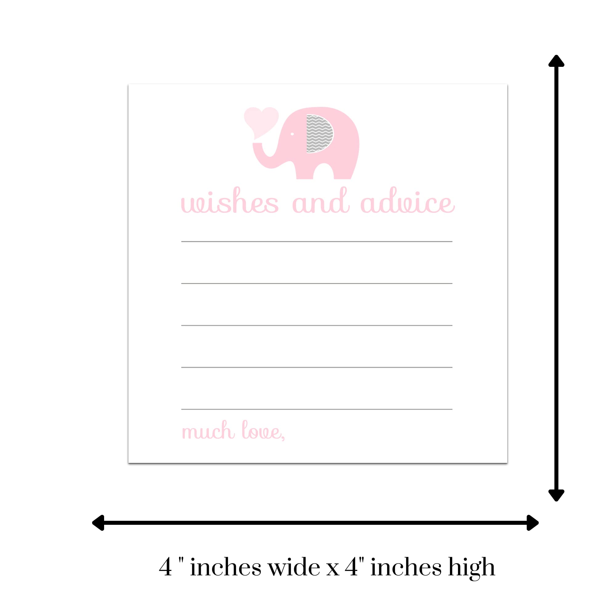 Pink Elephant Advice Cards for Baby Shower, Graduation, New Parents, Gender Reveal, Birthday Time Capsule - Notes of Congratulations Party Activity Girls – Royal Princess Theme Jungle (25 Pack)