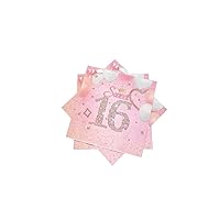Sweet 16 Napkins 40 Pack Happy 16th Birthday Party Napkins for Girls Sixteen Party Decorations Supplies Cocktail Table Bar Beverage 2-Ply Disposable Napkins(6.5 In)
