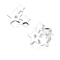 Pair of Three Cluster Stars with Crystal 316L Stainless WildKlass Steel Earring Studs