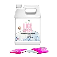 Lice Treatment Bundle - Lice Spray (1 Gallon) & Lice Treatment Comb - Natural Treatment for Head Lice & Stainless Steel Comb with Grooved Teeth for Nit Removal with 5X Magnifiying Glass