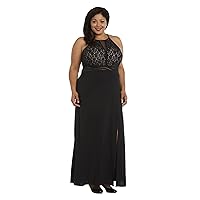 MORGAN & CO. Women's Plus Lace Sequin Open-back Ball Gown Dress