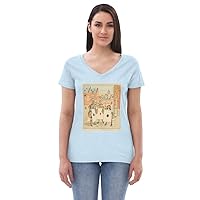 Women’s recycled v-neck t-shirt | Vintage Queen of Hearts Print