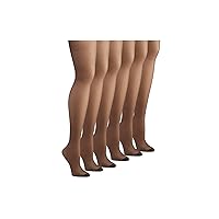 Hanes Women's Silk Reflections Control Top Reinforced Toe 6 Pack, C06718, Barely Black, E/F