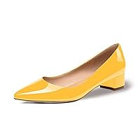 Women's Pointed Toe Low Heel Patent Leather Slip On 3.5CM Block Heel Office Party Dress Shoes