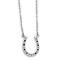 925 Sterling Silver Polished Spring Ring Diamond Mystique B and W Dia. 18inch Religious Faith Cross Necklace Measures 16mm Wide Jewelry for Women