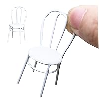 Dolls House Furniture Dollhouse Chair 2PCS 1:12 Scale Alloy Miniature Chair Vintage Doll Chair DIY Doll Furniture for Kitchen Gardening Scence Decor White