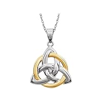14k White Gold and Yellow Gold Necklace Irish Claddagh Celtic Trinity Knot Pendant Jewelry Gifts for Women