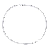 Bling Jewelry Flat 3,5,6MM Contoured Yellow Gold Plated .925 Sterling Silver Herringbone Cubetto Snake Chain Omega Choker Necklace For Women Made Italy 16 18 Inch