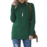 HWOKEFEIYU Women 2023 Fall Trendy Casual Sweater Turtleneck Long Sleeve Sweaters Pullover