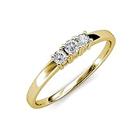 Round Lab Grown Diamond Womens 3 Stone Engagement Ring (VS2-SI1, F-G) 0.40 ctw 14K Gold