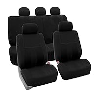FH Group Car Seat Covers Full Set Cloth - Universal Fit, Automotive Seat Covers,Low Back Front Seat Covers,Airbag Compatible,Split Bench RearSeat,Washable Car SeatCover for SUV,Sedan,Van Black