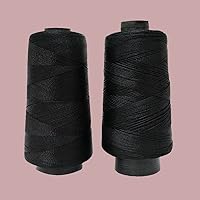 Black Generic Silk Thread of 2 Ply & 3 Ply Stitch Embroidery Thread Friendship Bracelet Thread Floss Bracelet Yarn Package of 1 Spool Type 2 Ply(450 Meters) AKG-GenericST08082