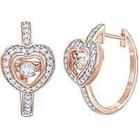 ANGEL SALES 2.20 Ct Round Cut Diamond Heart Shape Huggie Hoop Earrings Girls & Women's 14K Rose Gold Finish